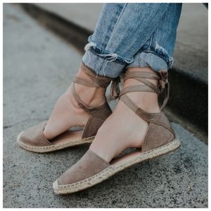 New clay Faux Suede lace-up espadrilles